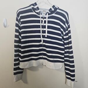 J.Crew Vintage cotton terry cropped hoodie in stripe AU079 Size Small